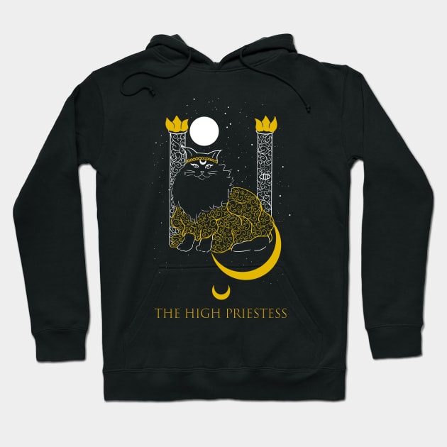 The High Priestess - Tarot Cats Hoodie by Marlopoly